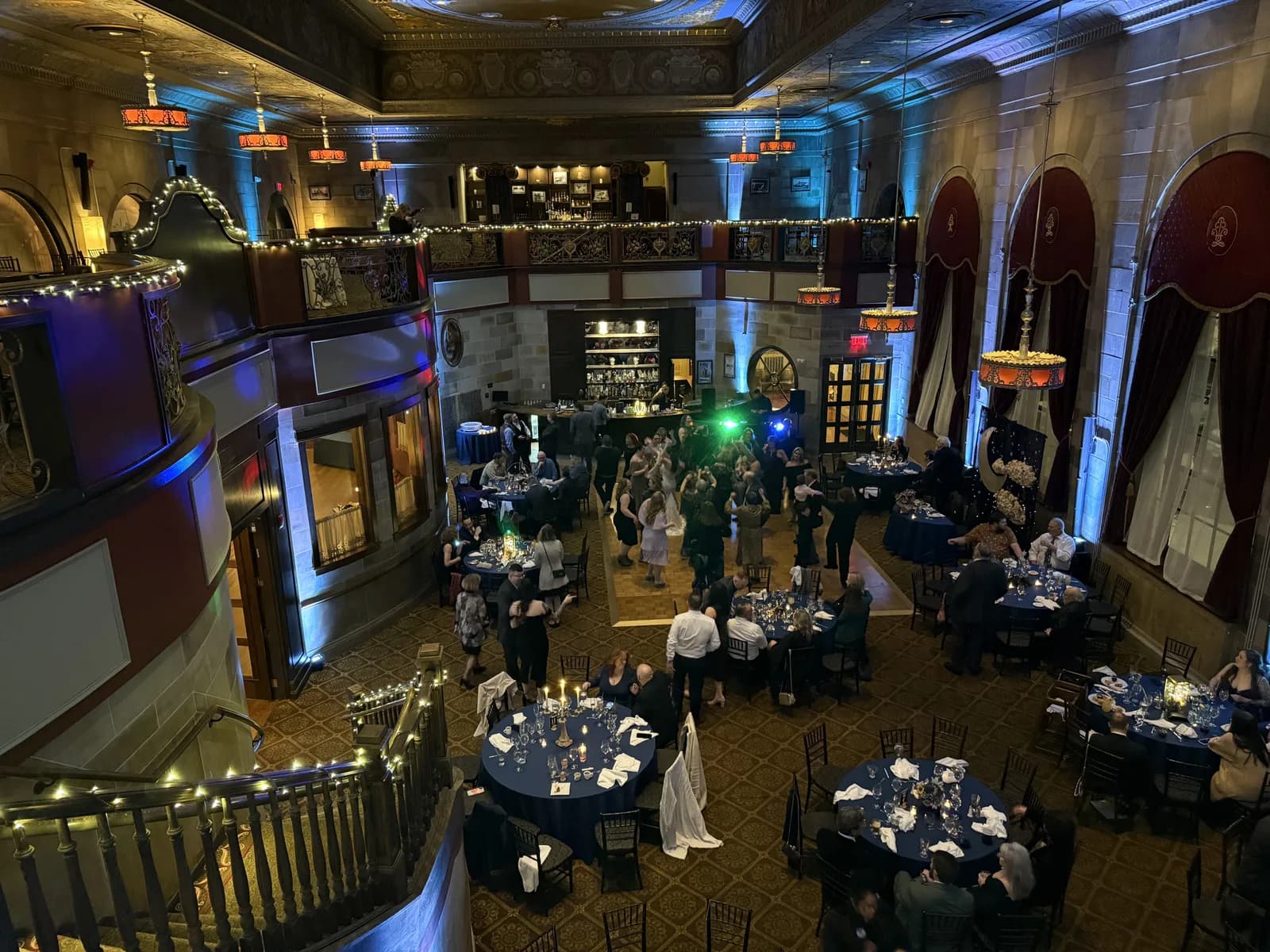 The Society Room set for an elegant cocktail hour