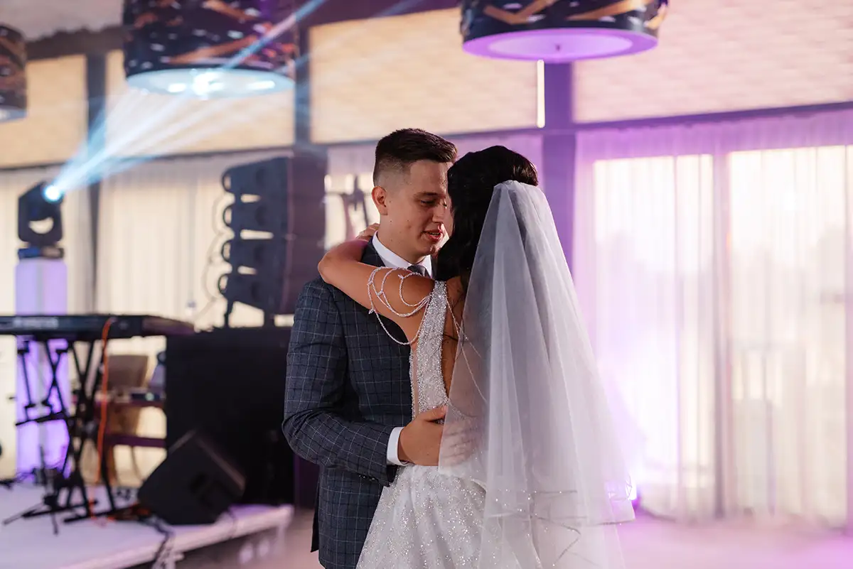 Couple sharing their first dance at a wedding reception